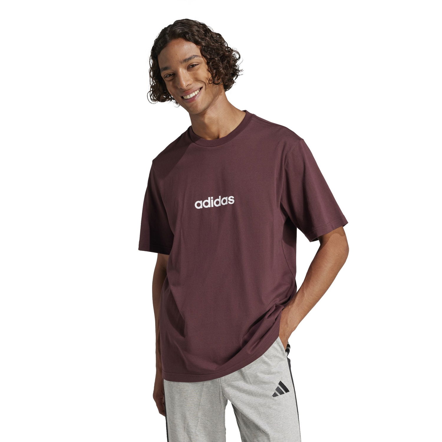 Тениска adidas Performance Linear T-Shirt Бургунди | JE8998, 1