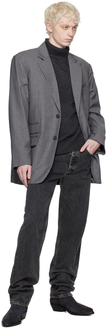 Яке Helmut Lang Oversized Pinstripe Blazer Сиво | N09HM104, 3