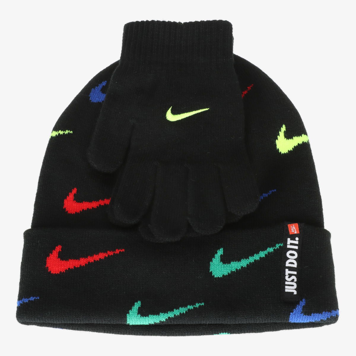 Шапка Nike Nike Swoosh Repeat Beanie and Gloves Set Черно | 9A2988-K90, 1