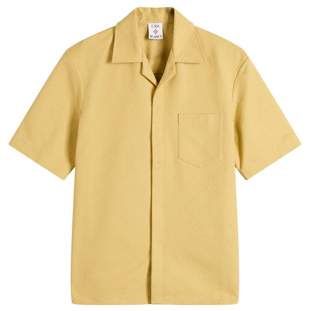 Casablanca Jacquard Monogram Short Sleeve Shirt, Size Large