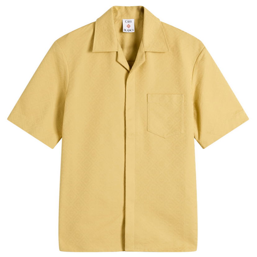 Риза Casablanca Casablanca Jacquard Monogram Short Sleeve Shirt, Size Large Жълто | MPF25-SH-167-01