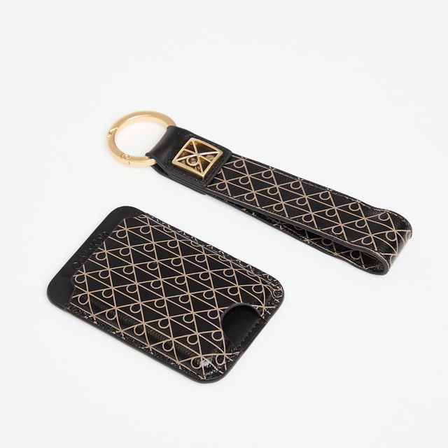 Calvin Klein Emblem Aop Key Fob and Cardholder Set
