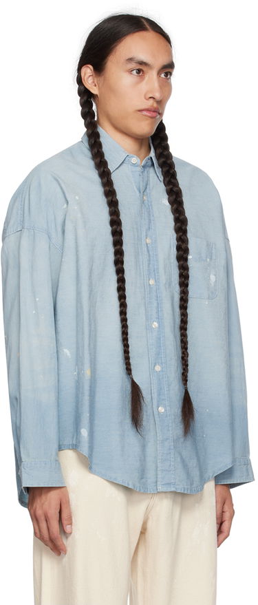 Риза R13 R13 Paint Splatter Button-Up Shirt Синьо | R13WD170-D136A, 1