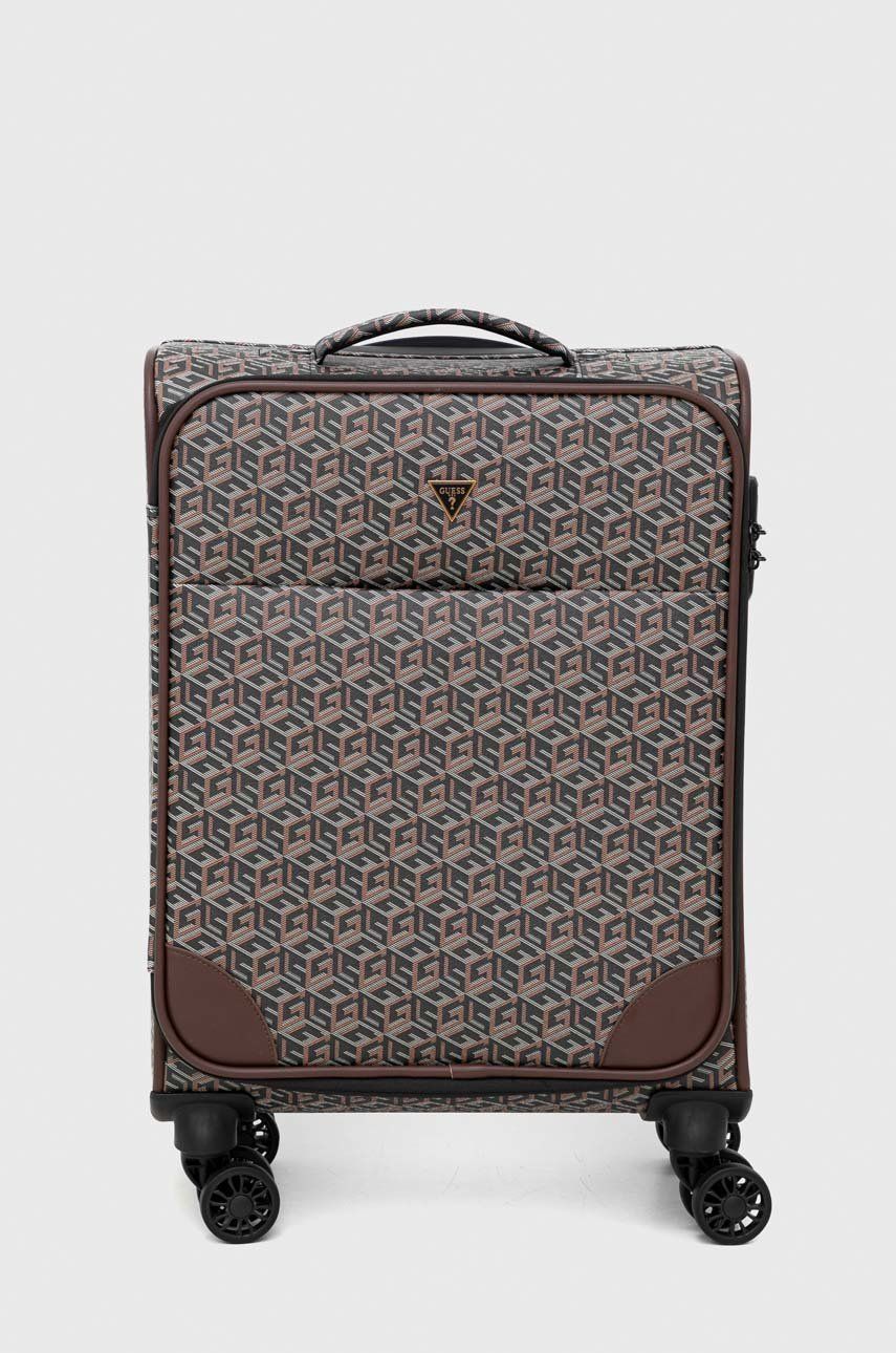 куфар GUESS Carry-On Suitcase with Allover Logo Print Кафяво | TMEDER.P3142, 0