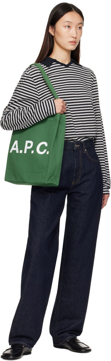 Голяма пазарска чанта A.P.C. A.P.C. Lou Tote Bag Зелено | COGYX-M61442, 3