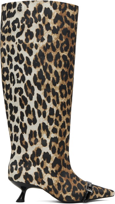 Аксесоари GANNI GANNI Slouchy Leopard-Print Kitten Heel Boots Многоцветен | S2877, 0