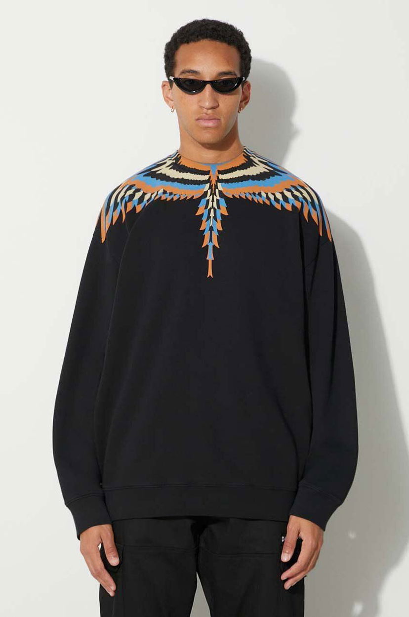 Суитчър Marcelo Burlon Wings Print Sweatshirt Черно | CMBA097F23FLE0011033