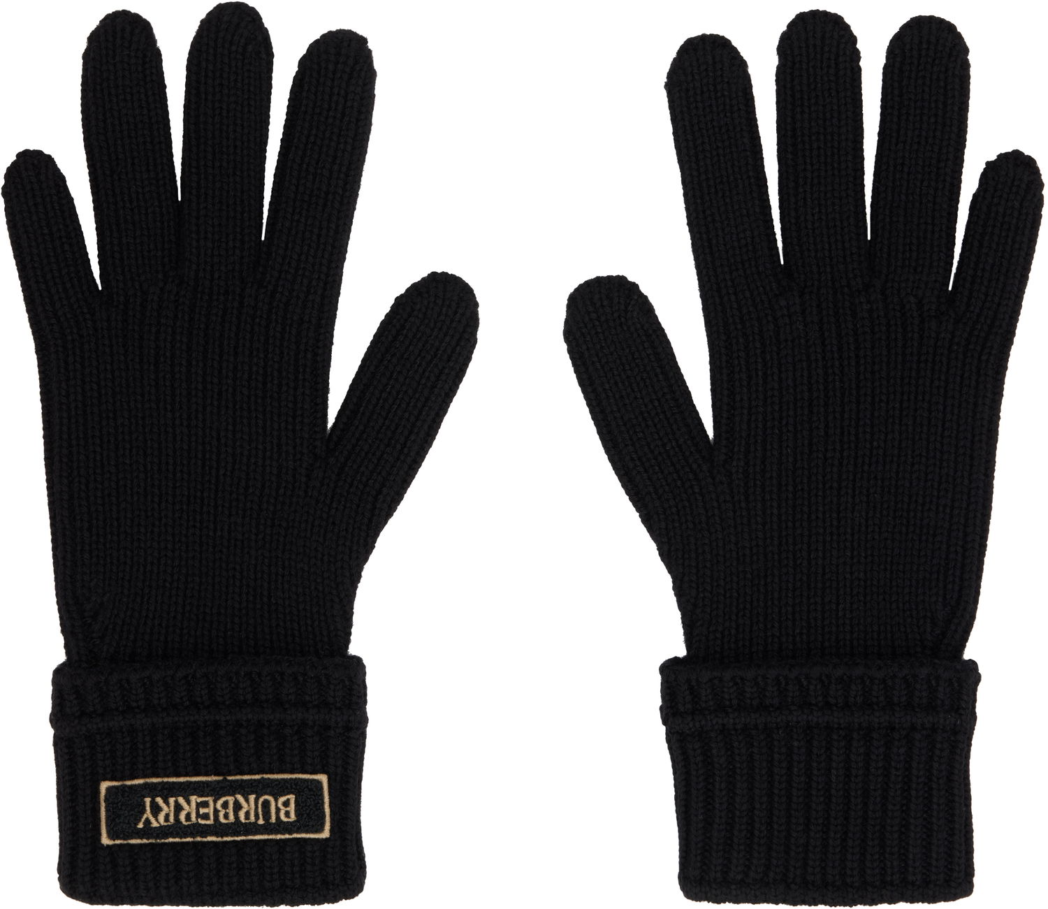 Ръкавици Burberry Burberry Wool Gloves with Logo Patch Черно | 8114593, 0