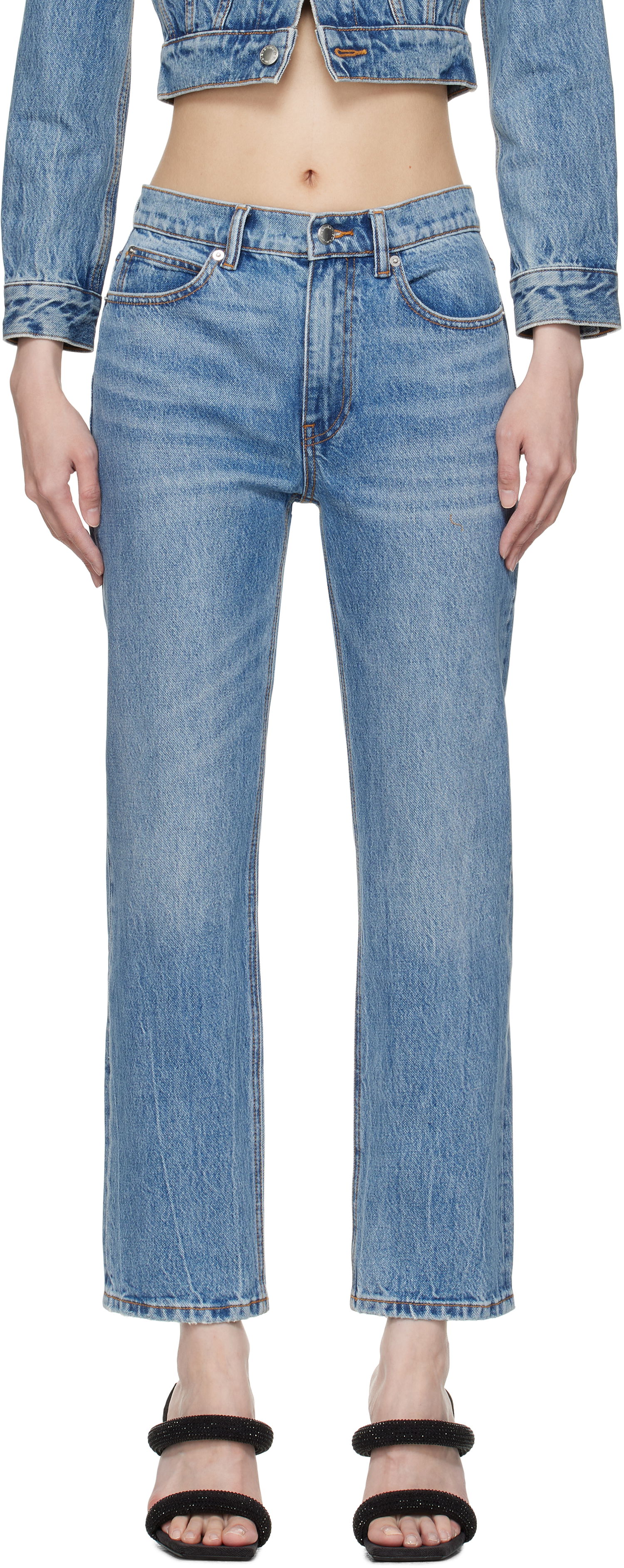Дънки Alexander Wang Alexander Wang OG High-Rise Stovepipe Jeans Синьо | 4DC1254606, 0