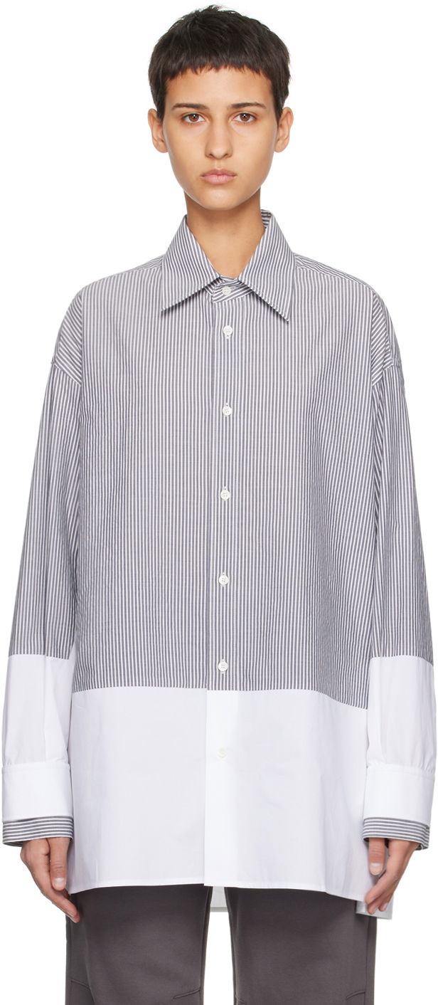 Риза Maison Margiela MM6 Maison Margiela Striped Two-Tone Shirt Бяло | S62DT0014 S78358, 0