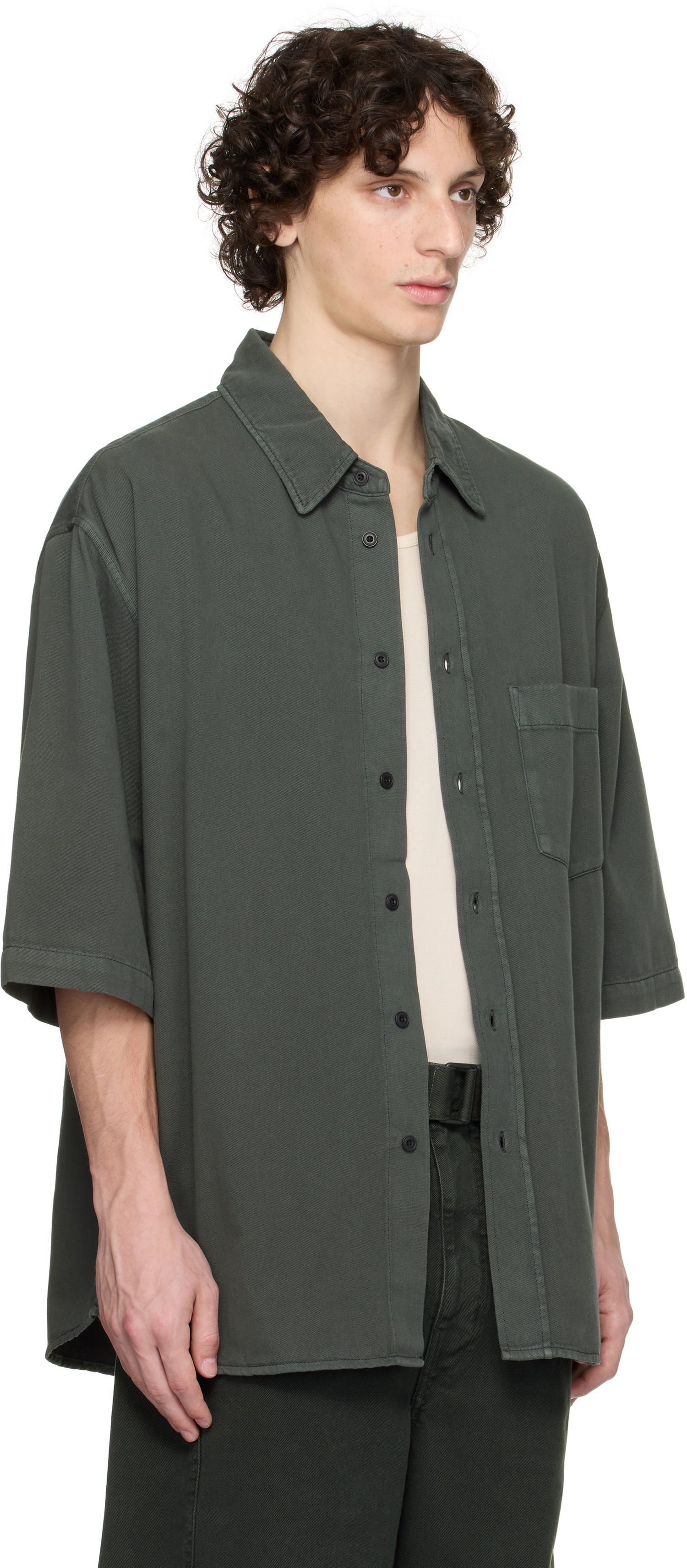 Риза LEMAIRE Lemaire Short Sleeve Denim Shirt Зелено | SH1174 LD1041, 1
