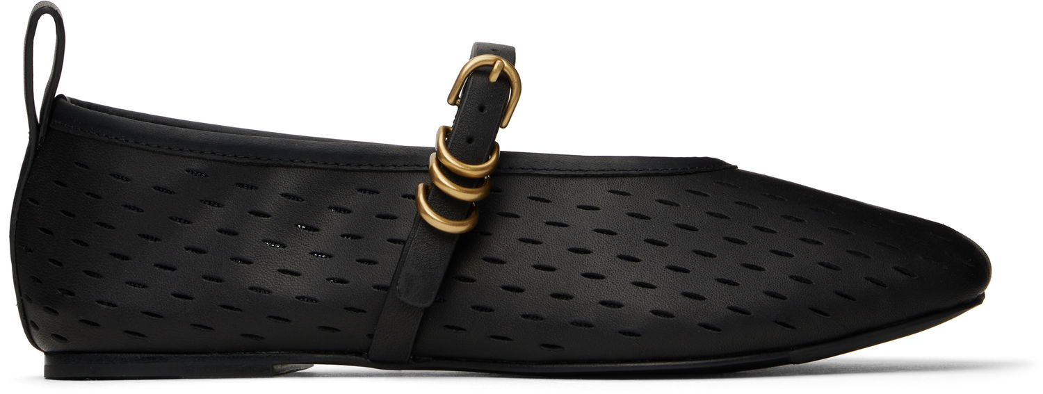 Кецове и обувки rag & bone rag & bone Spire Perforated Leather Mary Jane Ballerina Flats Черно | WFF25SF1018LE18, 0