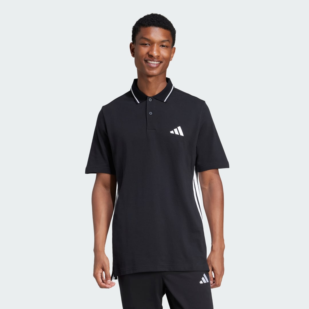 Поло тениска adidas Performance Essentials 3-Stripes Polo Shirt Черно | JE6380, 0