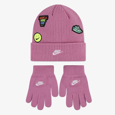 Аксесоари Nike Have a Nike Day Knitted Beanie and Gloves Set with Patches Розово | 9A3135-ACG, 1