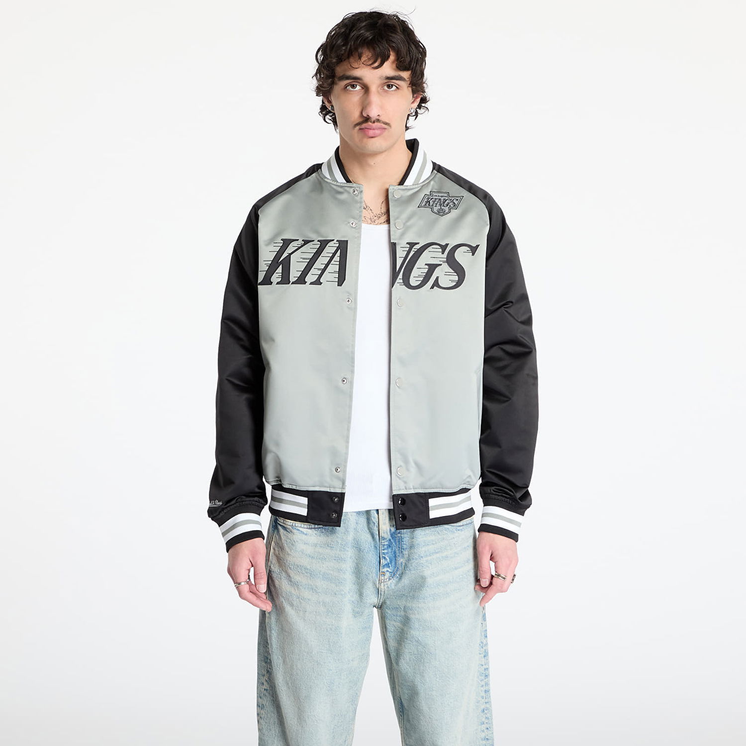 Яке бомбър Mitchell & Ness Mitchell & Ness NHL Kings Double Clutch Satin Vintage Logo Jacket Сиво | JK9196-LAKGYBK, 0