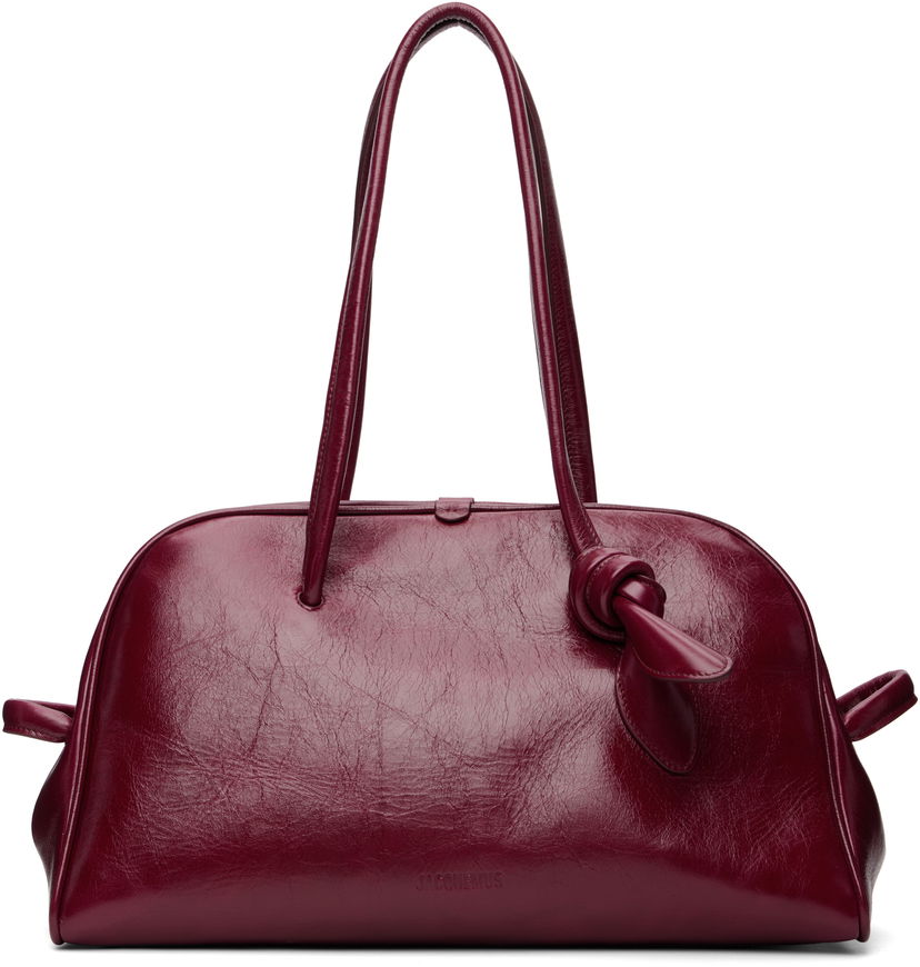 Дамска чанта Jacquemus Leather Top Handle Bag 'The Turismo' with Knot Detail Бургунди | 25HBAU00417AC20C01