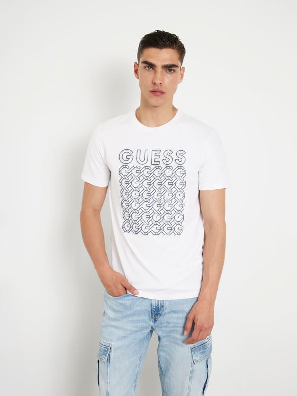 Тениска GUESS Front Logo Stretch T-Shirt Бяло | M4YI29J1314