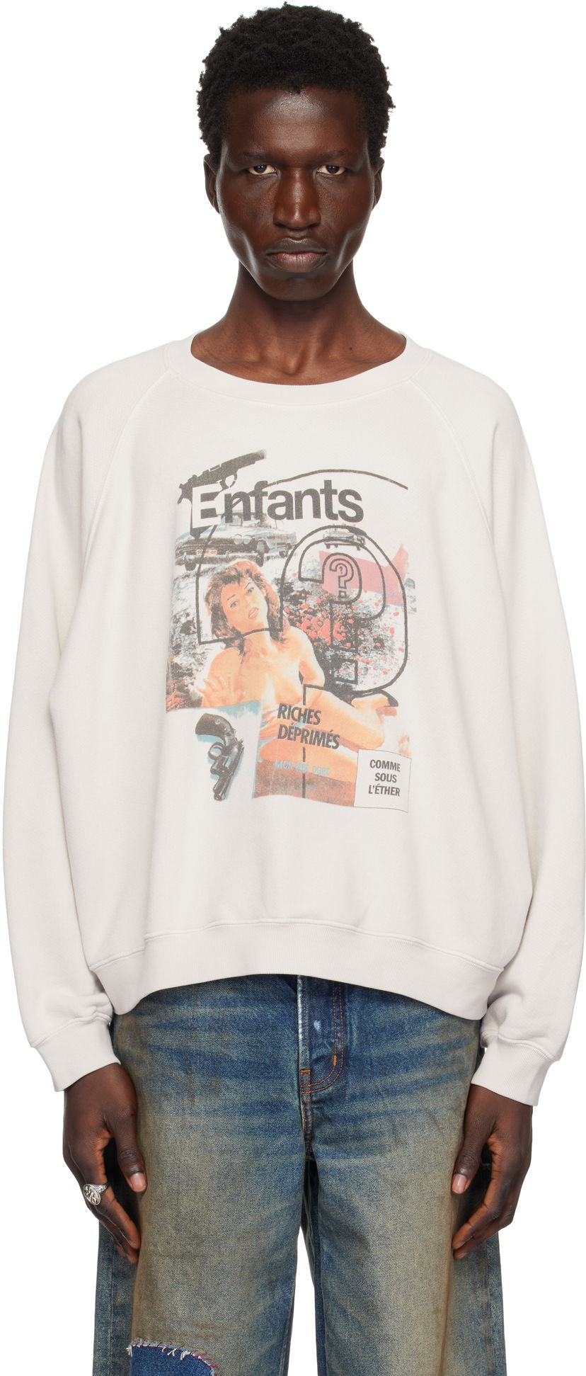 Суитчър Enfants Riches Déprimés Thrilling Print Raglan Sweatshirt Бяло | 020-448