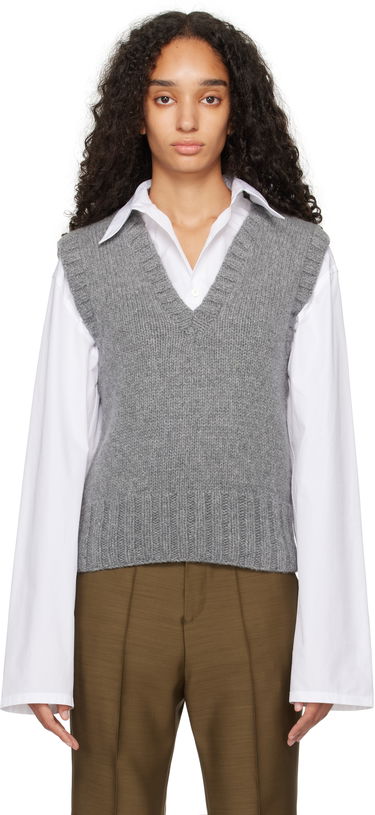 Пуловер YMC Heidi Knit Vest Сиво | Q8XAO, 0