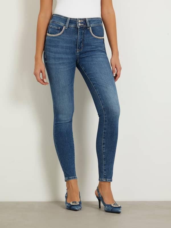 Дънки GUESS Shape Up Skinny Denim Pant Тъмно синьо | W4GA34D5923