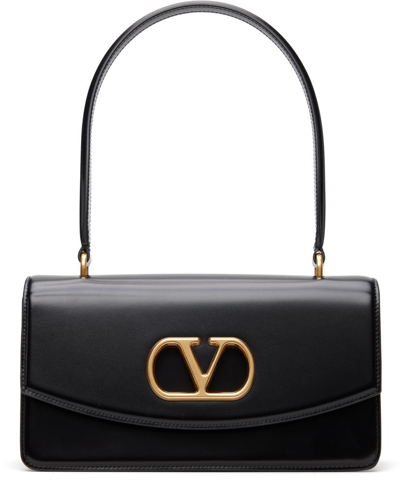 Чанта през рамо Valentino Vain Gold-tone VLogo Shoulder Bag Черно | 7W2B0R93GCB