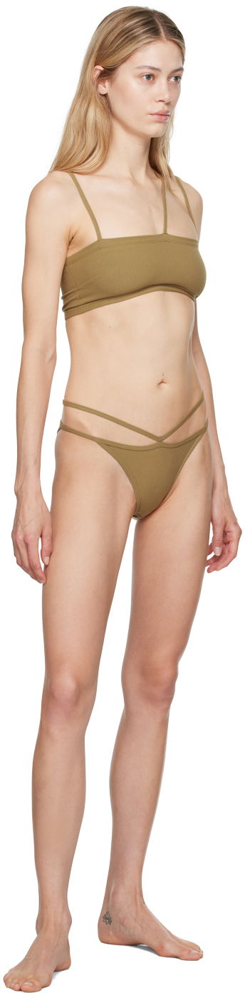 Бански Baserange Baserange Nida Ribbed Asymmetrical Bra Кафяво | BRNI-RB-AU24, 3