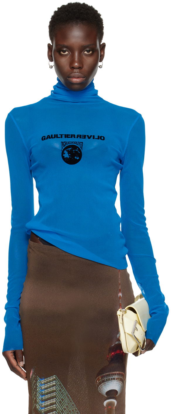 Пуловер Jean Paul Gaultier Jean Paul Gaultier Shayne Oliver Edition Turtleneck Top Синьо | 24/27-U-TO187IT001-7300