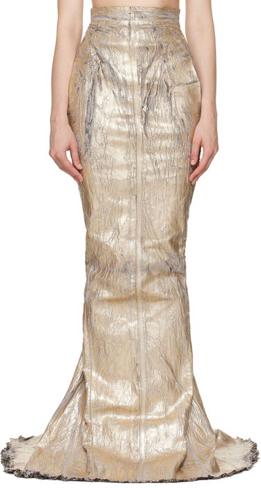 Пола Rick Owens Rick Owens Megacrust Stretch Denim Lido Maxi Skirt Металик | RO01E7375 SGMC, 0