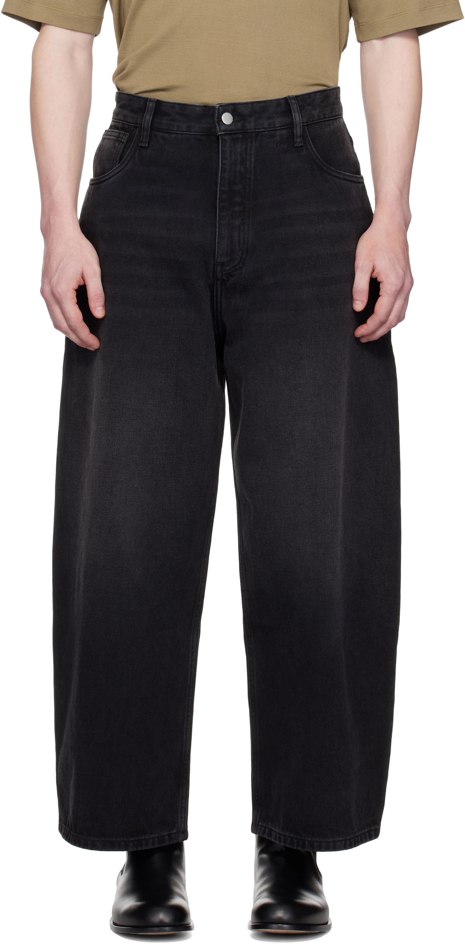 Дънки Studio Nicholson Studio Nicholson Paolo Wide Leg Jeans Черно | PAOLO SNM - 1023, 0