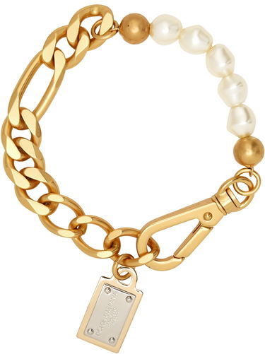Гривна Dolce & Gabbana Dolce&Gabbana DG Logo Pearl Chain Bracelet Металик | WBN7P3 W1111, 1