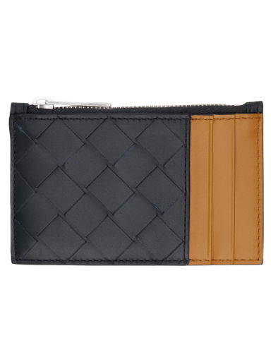 Портфейл Bottega Veneta Intrecciato Zipped Card Holder Тъмно синьо | 755985 VCPQ5