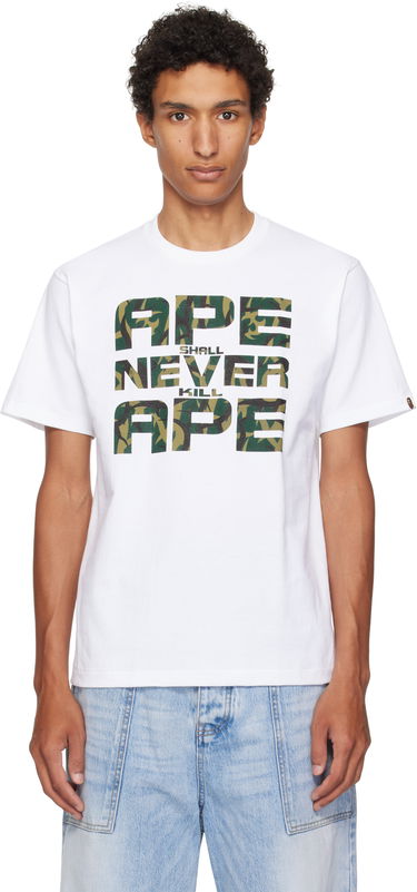 Тениска BAPE A Bathing Ape 'ASNKA' Trial Camo T-Shirt Бяло | 001TEL301036M, 0