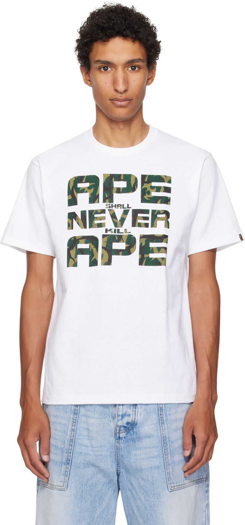 Тениска BAPE A Bathing Ape 'ASNKA' Trial Camo T-Shirt Бяло | 001TEL301036M