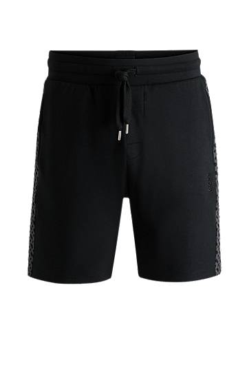 Къси панталони BOSS Cotton-Blend Shorts with Monogram Panels Черно | 50540525, 0