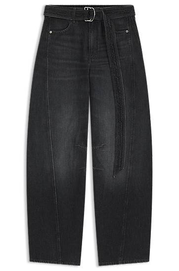 Дънки BOSS Balloon-leg Jeans Rigid Denim with Belt Черно | 50548453, 0