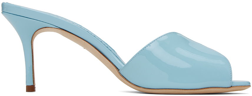 Грижа за обувките Manolo Blahnik Manolo Blahnik Houramu Patent Leather Mules Синьо | 123-2332, 0