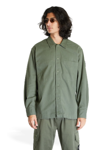 Jeans Topstitch Woven Shirt Green