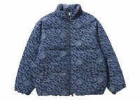 BAPE Denim Monogram Puffer Down Jacket Blue