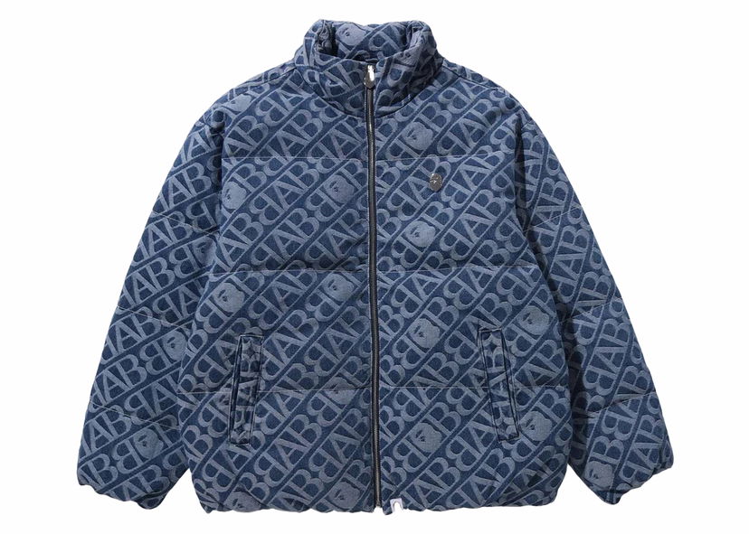 Яке BAPE BAPE Denim Monogram Puffer Down Jacket Blue Синьо | 1J80-144-055