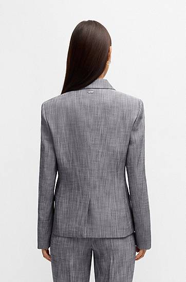 Яке BOSS Slim-Fit Sharkskin Blazer Сиво | 50531887, 1