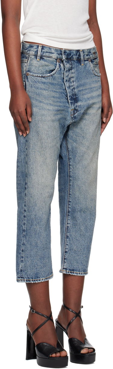 Дънки R13 R13 Exene Cropped Distressed Jeans Синьо | R13WD139-D213A, 1