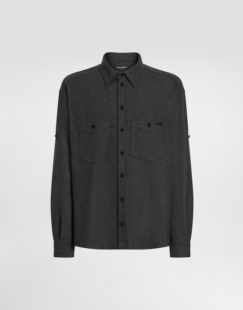 Риза Dolce & Gabbana Dolce & Gabbana Melange Wool Mat Shirt Сиво | G5NI3TFURNCN0141