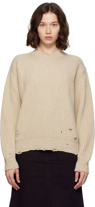 Пуловер Maison Margiela MM6 Maison Margiela Distressed Wool Sweater Бежово | S52HN0011 M13138, 0