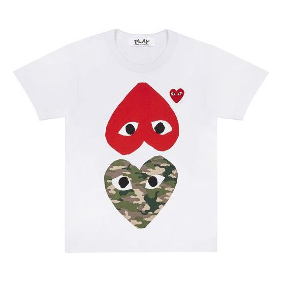 Тениска Comme des Garçons PLAY Camouflage Heart Graphic T-Shirt Бяло | AZT248