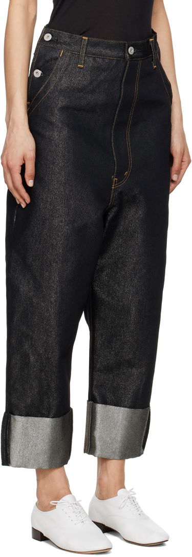 Дънки Junya Watanabe Junya Watanabe Glitter Denim Cropped Jeans Черно | JO-P018-051-1, 1