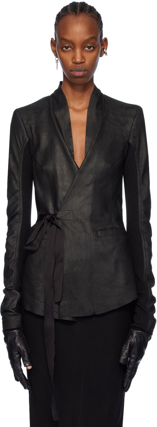 Яке Rick Owens Wrap Leather Jacket Черно | RP01D2707 LBA, 0