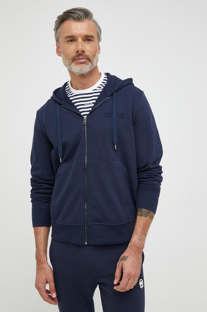 Суитчър Michael Kors Embroidered Logo Cotton Terry Zip-Up Hoodie Тъмно синьо | CR150KP4NF, 0