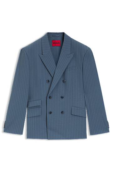 Яке BOSS Oversized-fit Pinstripe Performance-Stretch Fabric Blazer Синьо | 50554672, 0