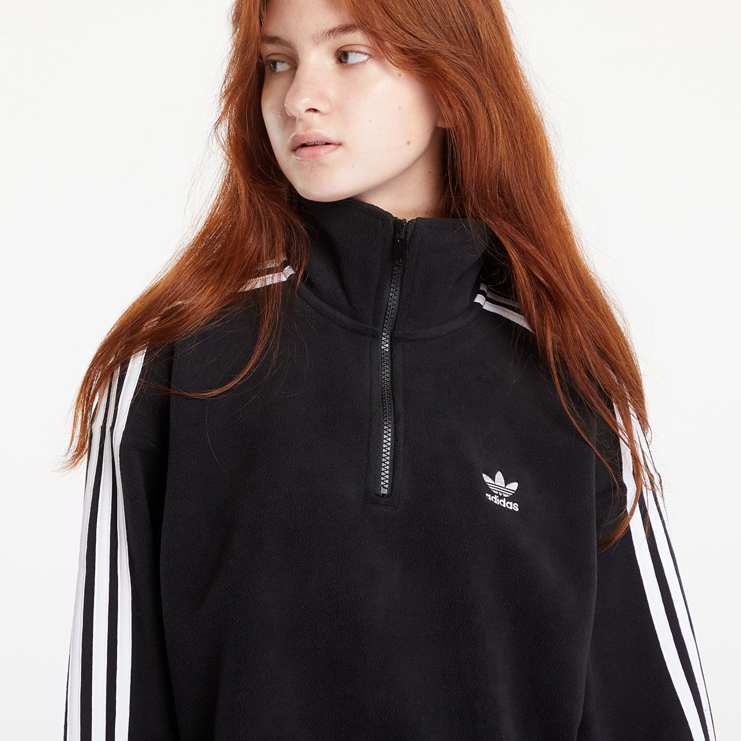 Суитчър adidas Originals Polar Fleece Half Zip Loose Sweatshirt Black Черно | IY7266, 1