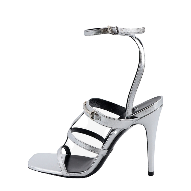 Metallic Leather Strappy High Heel Sandals